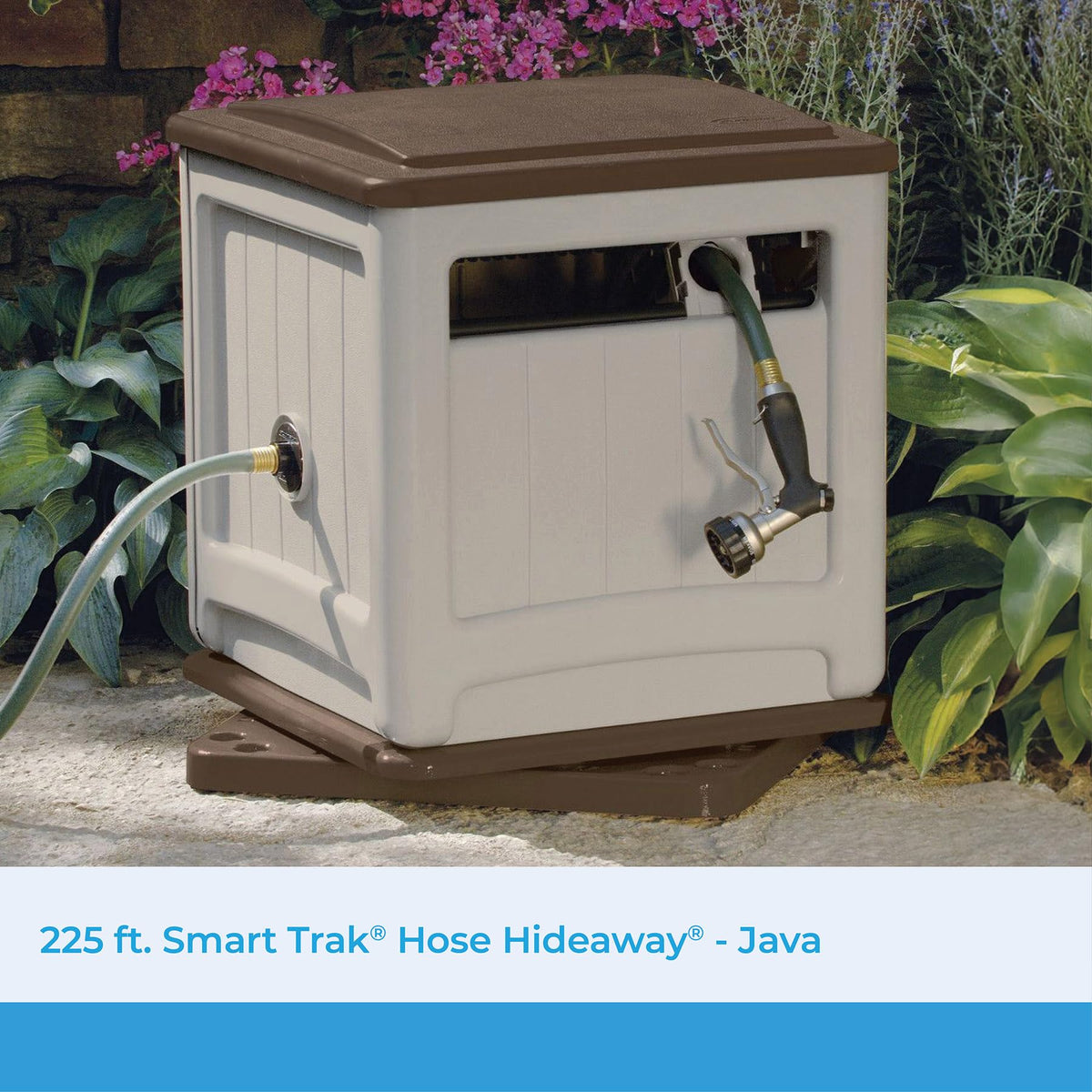 Suncast 225 ft. Swivel Hideaway Hose Reel with Hose Guide and Crank Handle, Mocha/Taupe