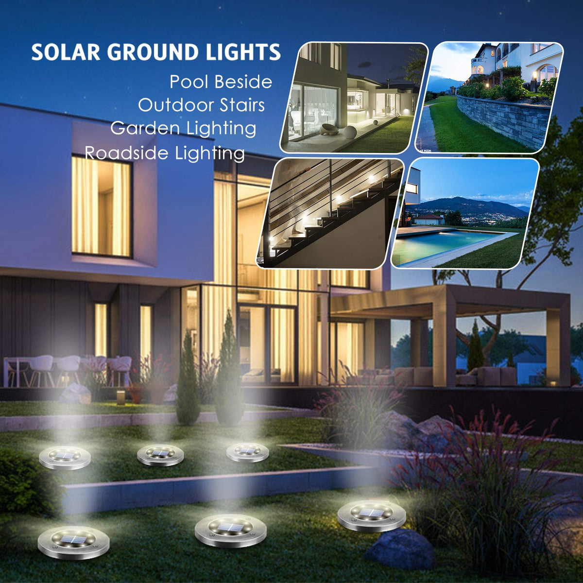 OULONGER Solar Lights Outdoor,12 Pack Solar Lights Outdoor Waterproof,Garden Ground Light Landscape Lighting for Outside Patio Pathway Yard Lawn Driveway Deck Step Walkway(White Light)