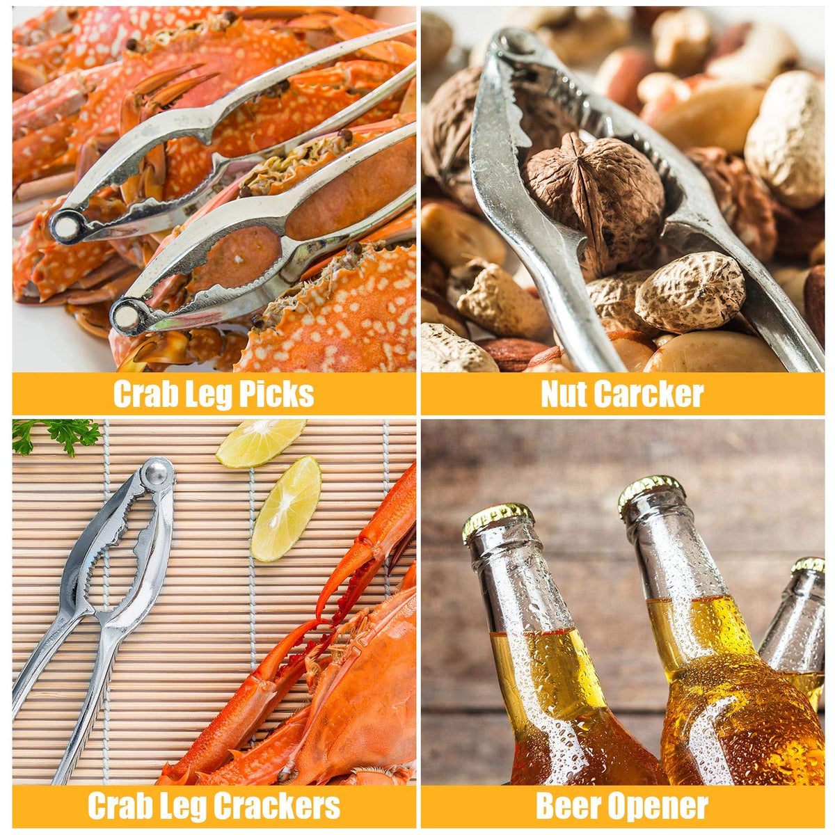 52 Pcs Crab Crackers and Tools, Crab Crackers Sets, Lobster Cracker, Heavy Duty Seafood Tools, Nut Cracker Set