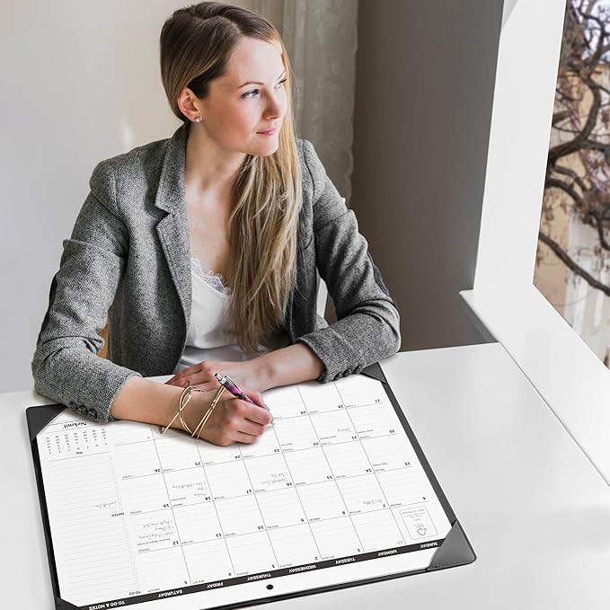 Nekmit Large Desk Calendar 2025-2026 with Desk Protecting Pad, Runs from Jul 2025 - Dec 2026, Office Supplies 21" x 16 1/2" Desktop Calendar for Life Planning or Organizing