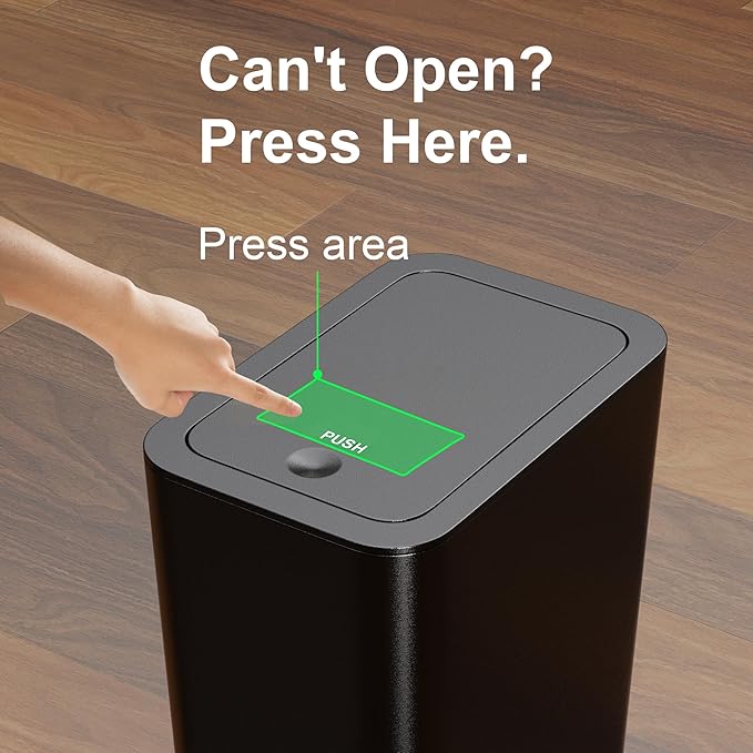 N. NETDOT 3 Pack 10 L/2.6 Gal Bathroom Trash Can with Lid, Small Kitchen Trash Bin with Press Type Lid, Black Trash Can/Slim Garbage Cans/Trash Bin/Waste Basket for Bathroom,Kitchen,Office,Bedroom