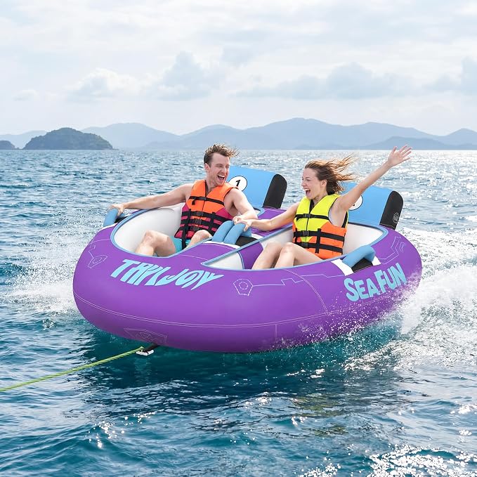 2-Person Towable Tubes for Boating with Towable Rope, Inflatable Cockpit Style Boat Tube for River and Lake,Beginner-Friendly | Towable Rope,Inflatable Cockpit Style,Boat Tube, for River and Lake,Beginner-Friendly