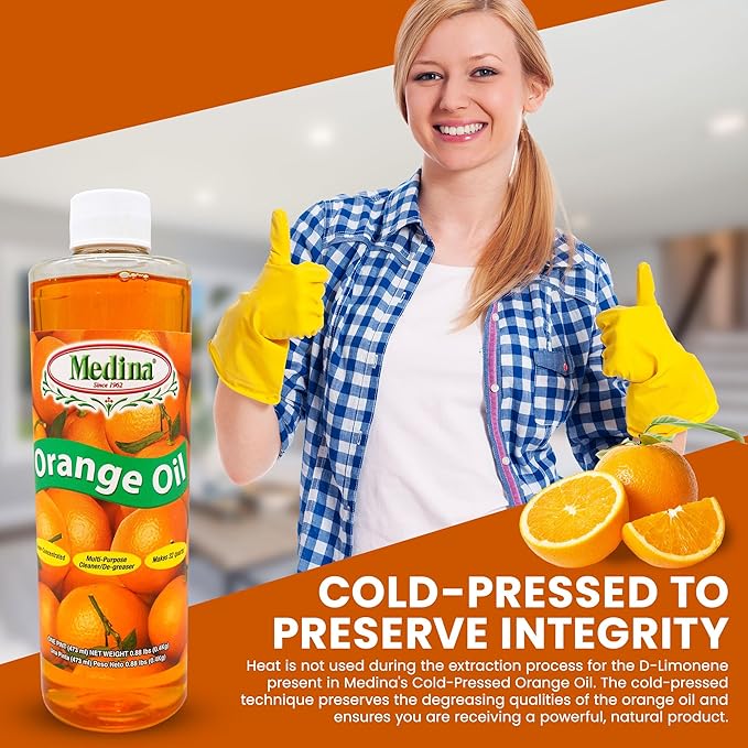 Medina Orange Oil Cleaner & Degreaser Concentrate - All Purpose Orange Oil Cleaner, Cabinet Cleaner Degreaser, Wood Degreaser for Kitchen Cabinets, Ideal for Mopping Floors & Automotive - 16oz