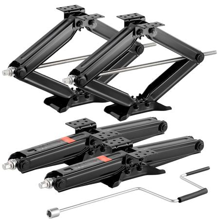 9000 lbs RV Scissor Jacks, 4-23.4 in RV Stabilizer Leveling Scissor Jacks, Set of 4, Heavy Duty Stabilizer Jack with Crank Handle, Socket and Bubble Levels, Not Easily Bent or Deformed