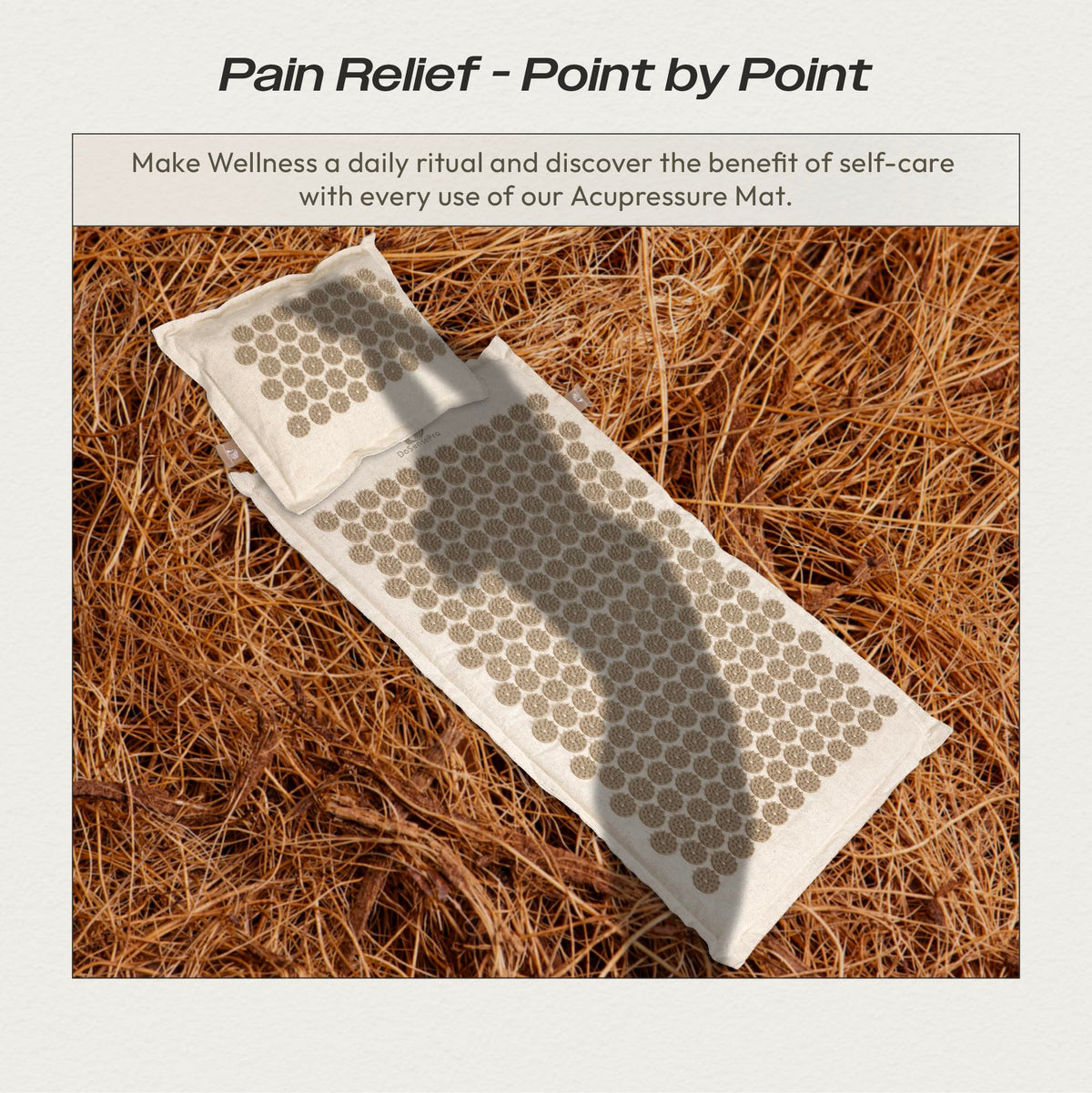 Acupressure Mat & Pillow Set with Hot/Cold Gel Pack for Back and Neck Pain Relief, Sciatica and Pressure Point Aches - Ideal Acupuncture Mat for Sleeping Aid & Workout Recovery (Natural Linen)
