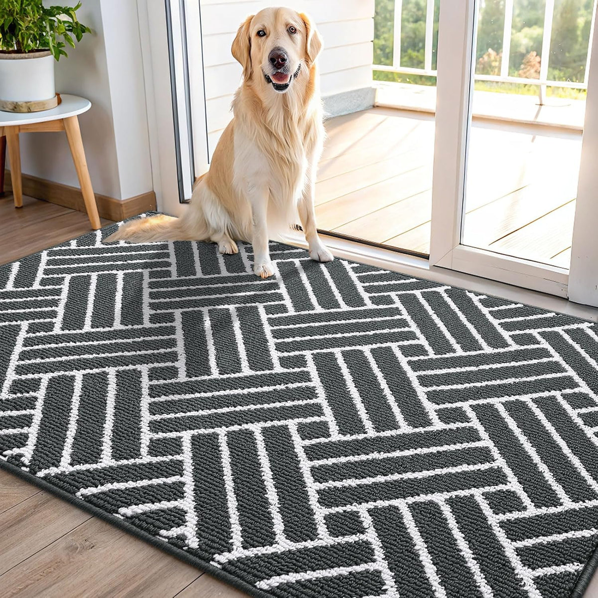 OLANLY Indoor Door Mat, 48x32 Inch, Dirt Resistant and Absorbent, Non-Slip Rubber Backing Floor Mats, Easy Clean Low-Profile Doormat for Entryway, Front Door, and Inside Entrance, Charcoal
