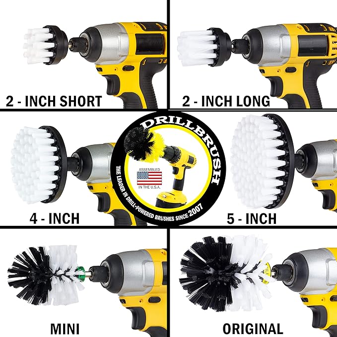 Drill Brush – Ultimate Car Wash Kit - Cleaning Supplies – Car Carpet - Truck Accessories - Wheel Brush - Motorcycle Accessories - Car Mats - Spin Brush - Interior Leather, Vinyl, Upholstery, Fabric
