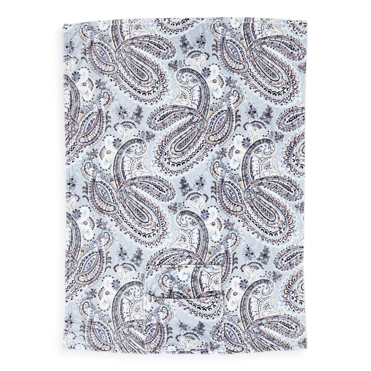 Vera Bradley Fleece Travel Blanket with Trolley Sleeve, Soft Sky Paisley