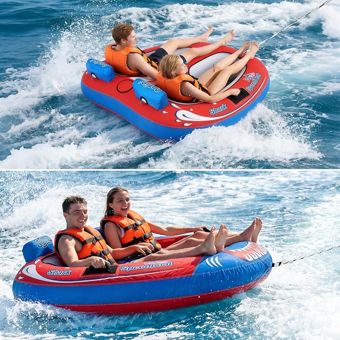 Towable Tube for Boating, 1β2 Person Inflatable Towable Tube with Quick Connect, Heavy Duty 840D Nylon Water Tube for Lake & Water Sports
