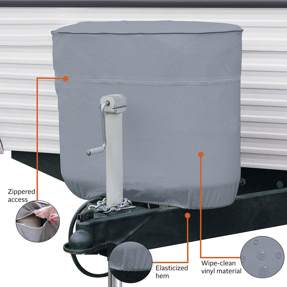 Classic Accessories Over Drive RV Tank Cover, Double 20/5 Gallon Tanks, Grey, Heavy-Duty Fabric, Zippered Access, Elasticized Hem