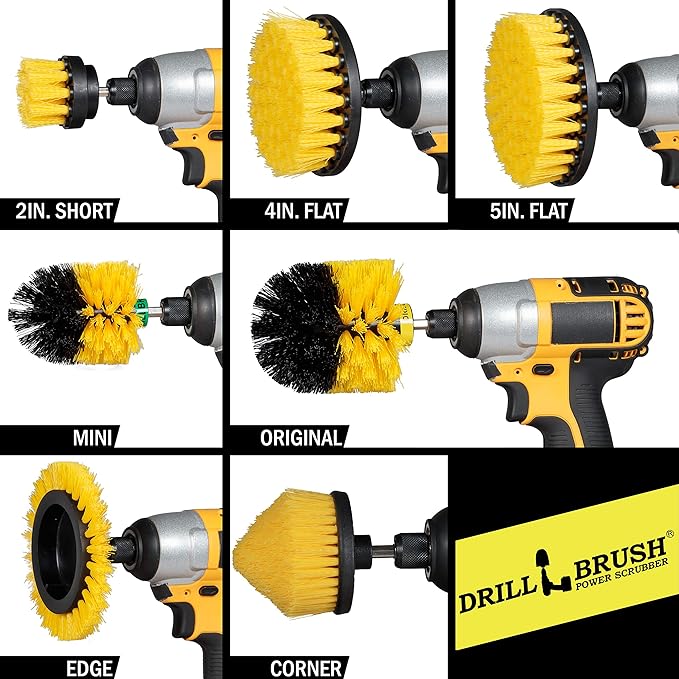 Drill Brush Power Scrubber by Useful Products - Toilet Bowl Power Brush - Bathroom Cleaner - Shower Cleaner - Bathroom Accessories Set - Cleaning Kits - Spin Scrubber Drill Attachments for Cleaning