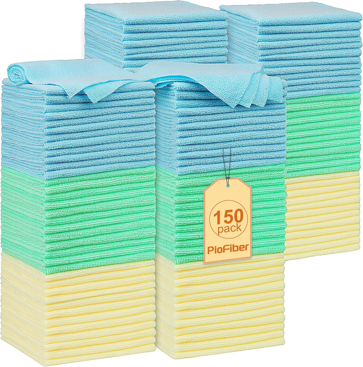 Shop Towels â 150 Pack Edgeless Microfiber Cleaning Cloths, Reusable Lint-Free Towels for Garage, Car Detailing, Kitchen & Glass â Ultra Absorbent Quick Dry Rags, 12"x12"