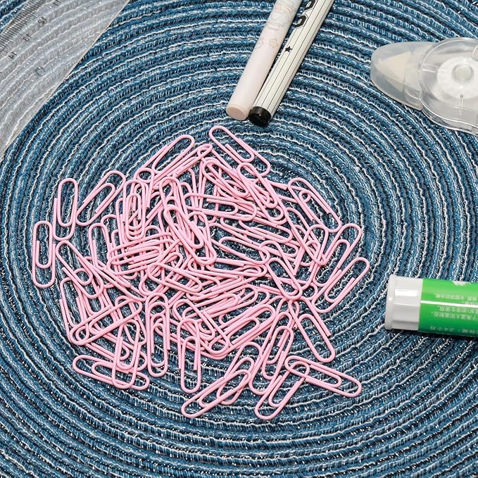 Macaron Colored Paper Clips, 1.1" Medium Paper Clip(28mm, 600pcs Paperclips for Office Supplies and Organization (Pink)
