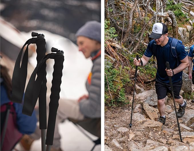 5-Section Carbon Fiber Trekking Poles, Lightweight and Durable 2-Pack, Foldable, Straight Grip, Suitable for Hiking, Trekking and Mountaineering