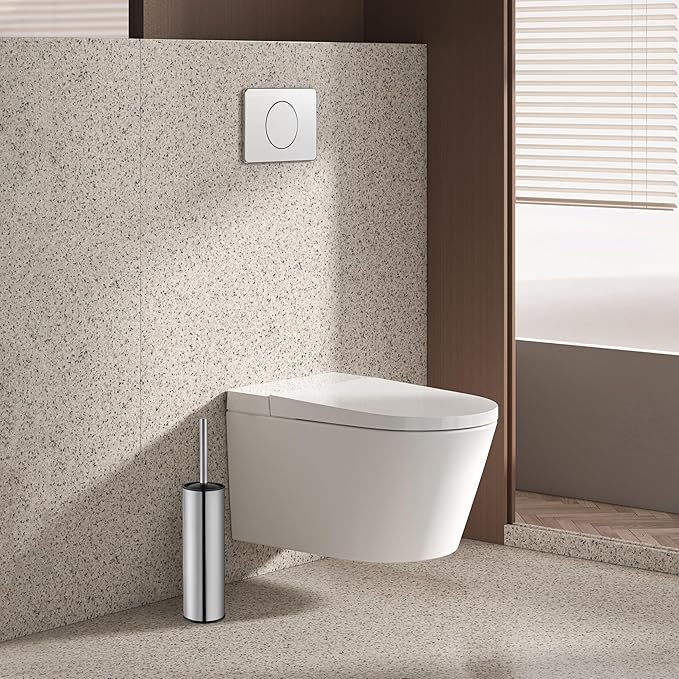 BGL Chrome Toilet Brush and Holder,Stainless Steel Toilet Brushes for Bathroom with Holder