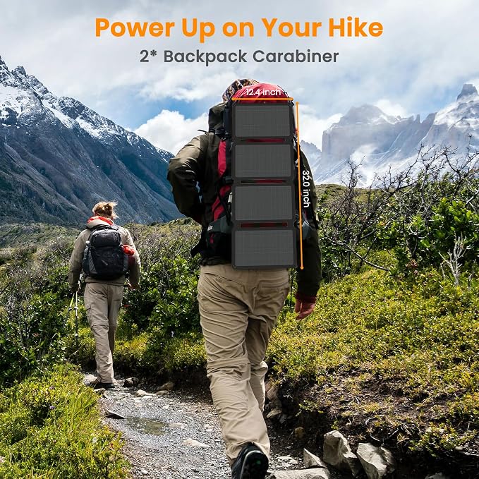 FlexSolar 30W Portable Solar Panel Chargers QC3.0 18W USB-A USB-C Output Foldable Small Power Emergency ETFE Panels IP67 Waterproof Camping Backpacking Hiking for Cell Phone Power Banks Flashlight