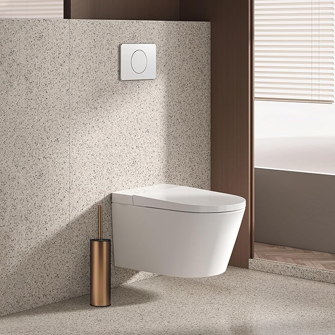 BGL Rose Gold Toilet Brush and Holder,Stainless Steel Toilet Brushes for Bathroom with Holder