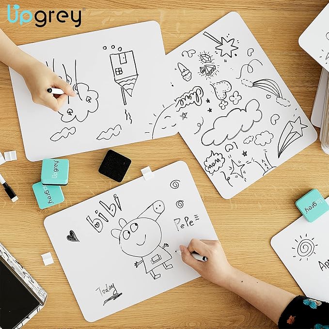 Dry Erase Lapboards 32 Pack, Double-Sided Small White Board for Classroom Student, 9"x12" Portable Dry Erase Board Bulk, Mini Whiteboard with 36 Pens, 36 Erasers & 36 Pen Holders, for Teacher Supplies