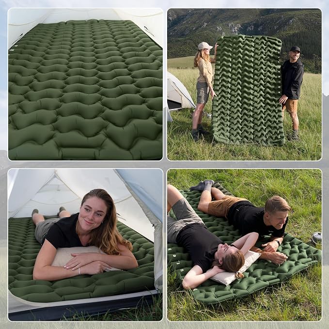 Naturehike Camping Sleeping Pad, Ultralight Inflatable Sleeping Mat with Pillow &Air Pump Sack, 3.74 Inch Lightweight Air Mattress for Camping, Backpacking, Hiking, Traveling