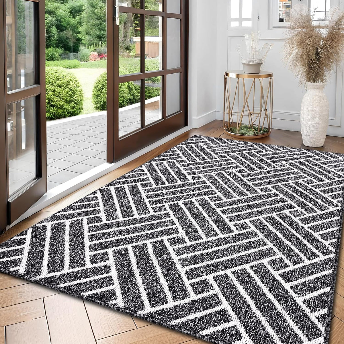 OLANLY Large Indoor Door Mat, 59x35 Inch, Dirt Resistant and Absorbent, Non-Slip Rubber Backing Floor Mats, Easy Clean Low-Profile Doormat for Entryway, Front Door, and Inside Entrance, Black
