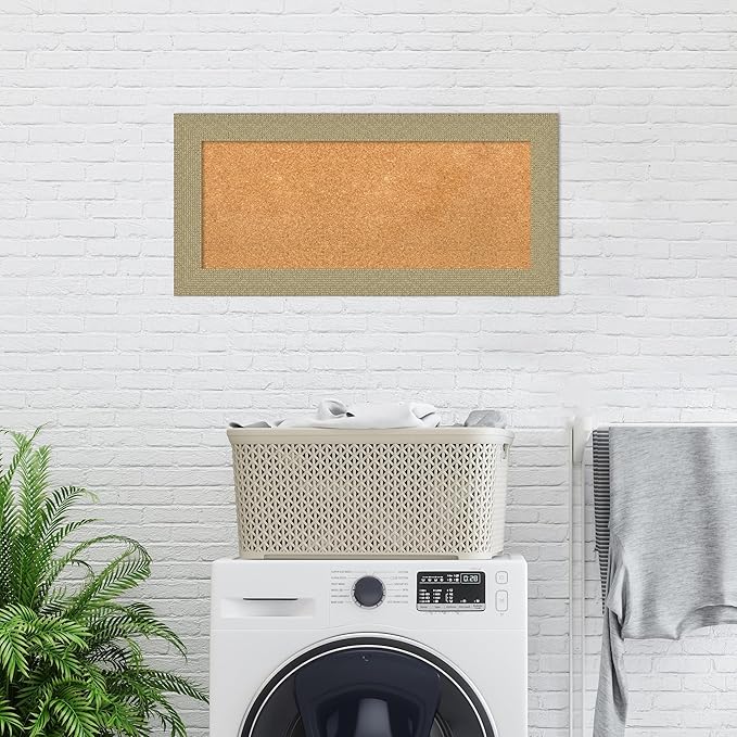 Amanti Art Natural Cork Board for Wall, 16x34 Vision Board with Gold Frame, Medium Corkboard Office Decor for Home Organization, Casual Corkboard Pinboard to Display Items for Home Organization in