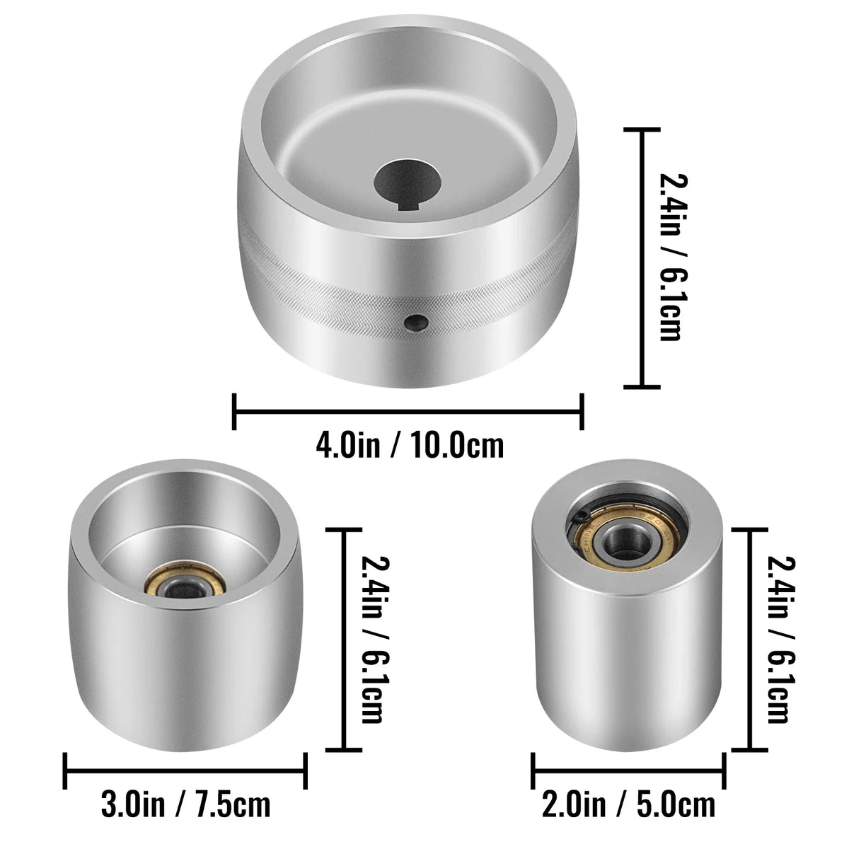 19mm 24mm Bore Aluminum Alloy 2 x 72in Belt Grinder Wheel Set 4in Drive Wheel Kit for Hollow-Grinding Knife Polishing Tool