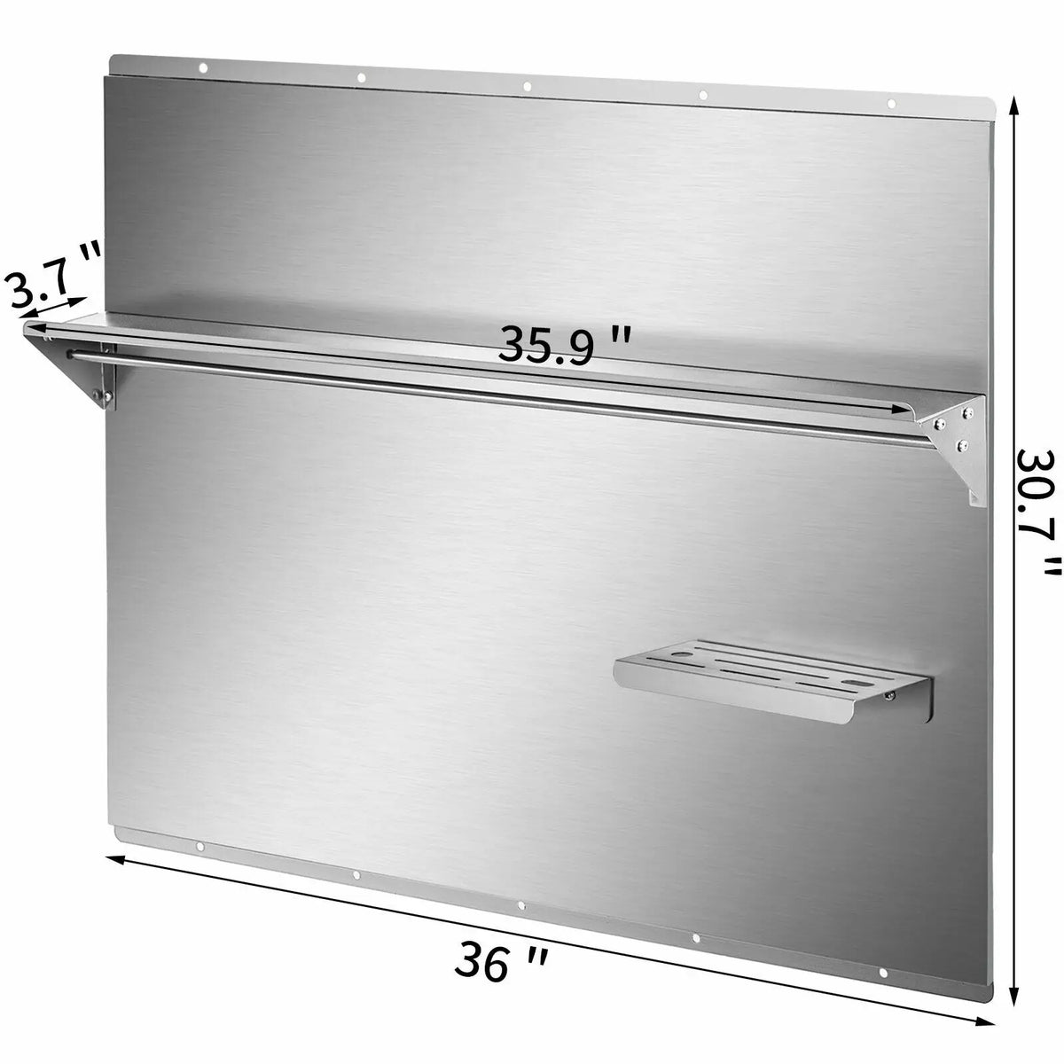 Multi-Size Range Backsplash Stainless Steel with Knife/Condiments Shelf Convenient Firm Simple Structure Kitchen Home Use