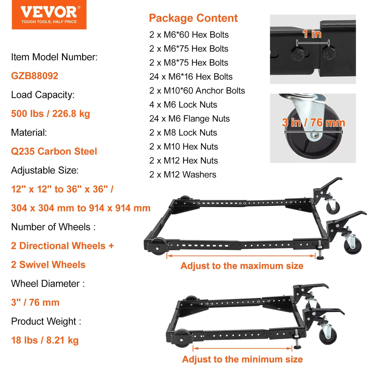 400/500/700/1500 lbs Mobile Base Stand Adjustable Heavy Duty Universal with Swivel Wheels for Bandsaw Power Tool Machine