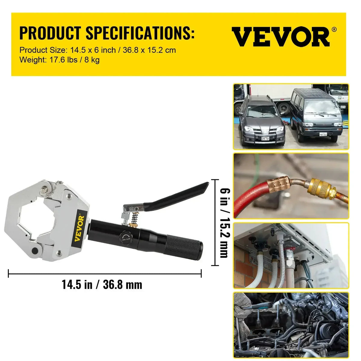 Manual AC Hose Crimper Kit 71500 with 7Dies Hydraulic Hose Crimping Tool Hydraulic Press Auto Air Conditioning Repair Set