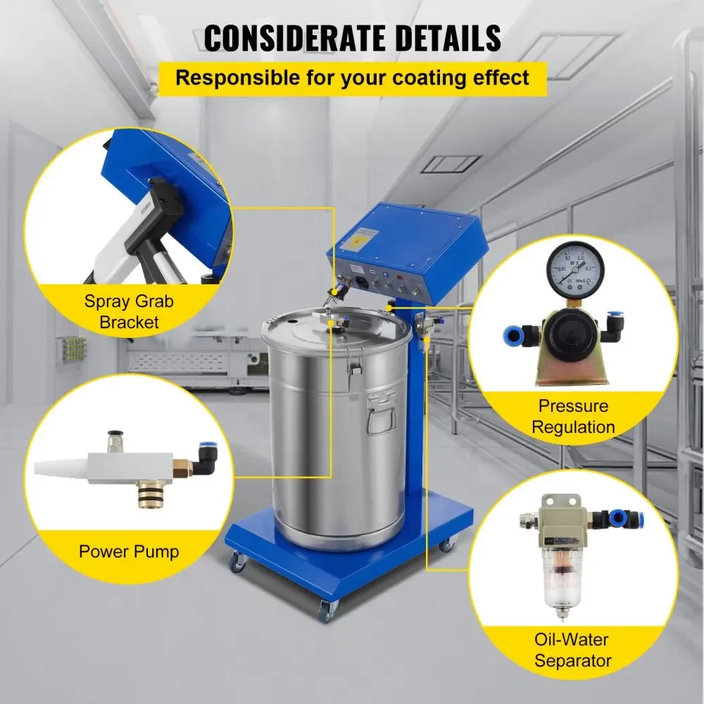 Electrostatic Powder Coating Machine Spraying Gun Paint 450g/min WX-958 Spray Powder Coating Machine 50W 45L