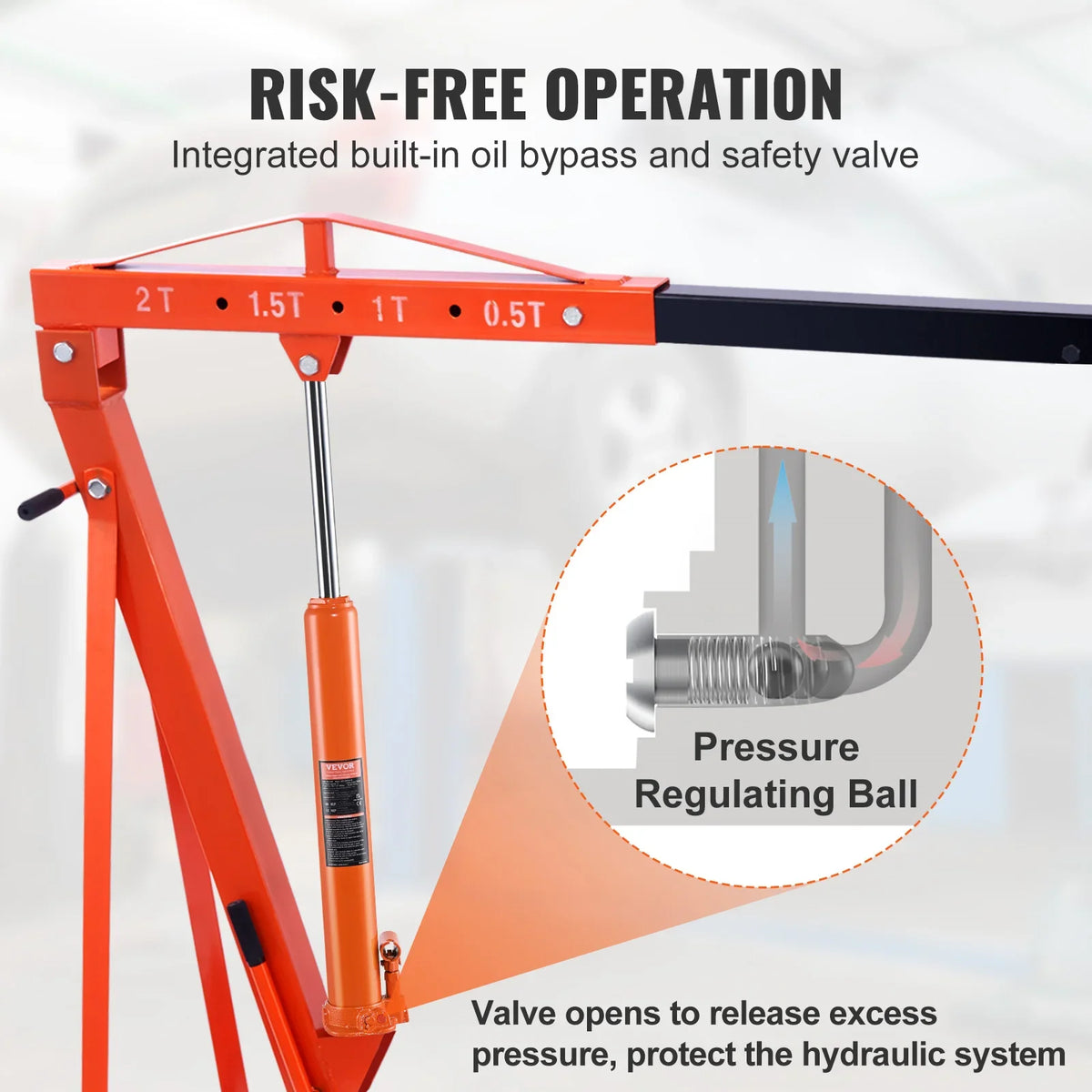 Hydraulic Long Ram Jack 4 Ton Engine Hoist Cylinder with Single Piston Pump And Flat Base/Garage/Shop Cranes Mechanical