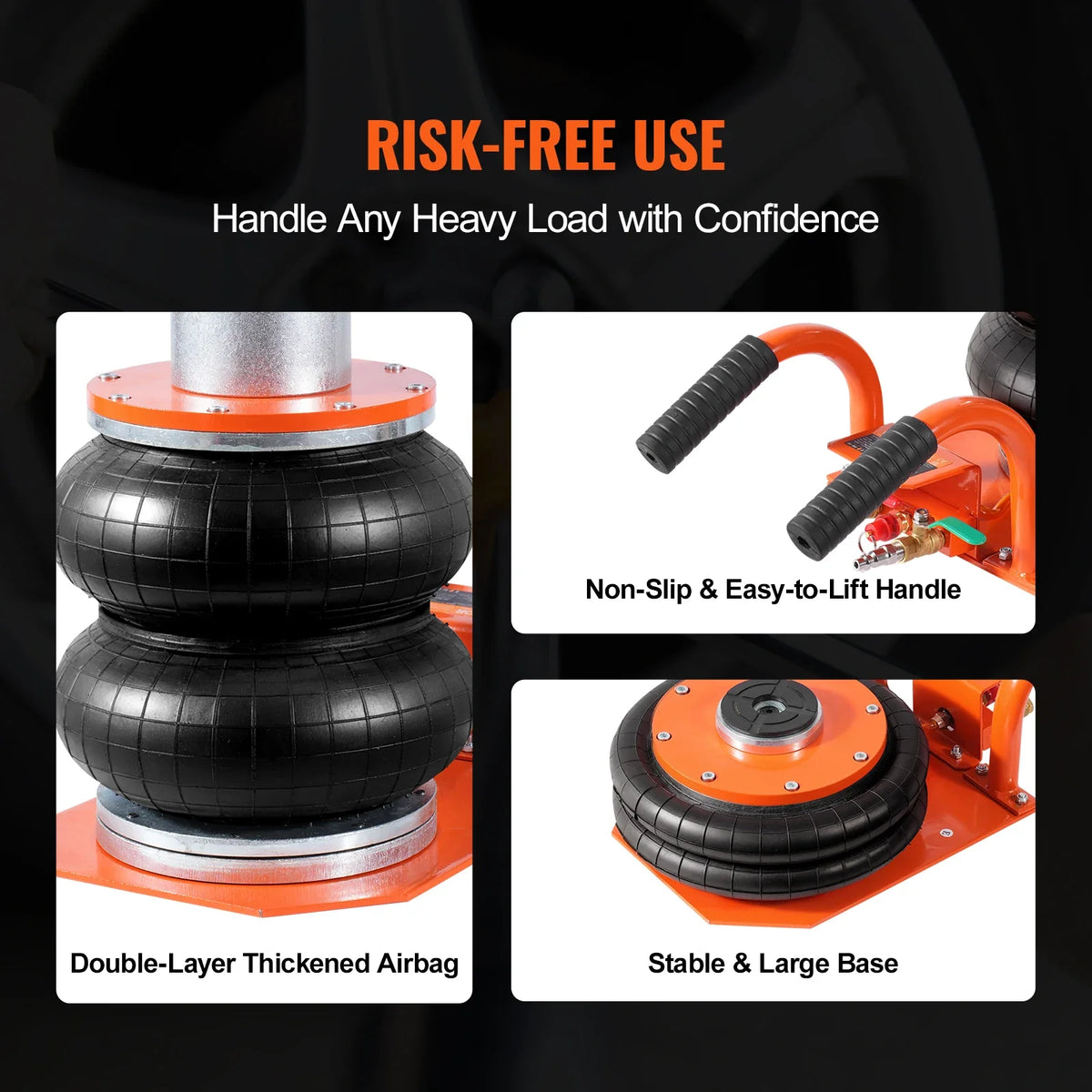 Air Jack, 3 Ton/6600 lbs 3-8S Pneumatic Lifting Jack with Heightened Column & 6 Steel Tubes for Sedan, SUV, Pickup Truck