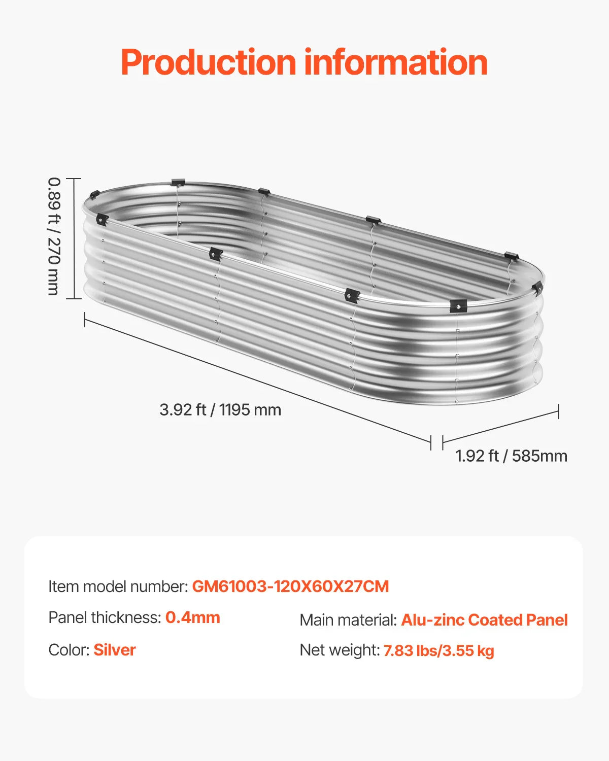 Metal Raised Garden Bed Outdoor Galvanized Planter Box with Open Bottom Large Oval Planter Raised Bed for Gardening Plants