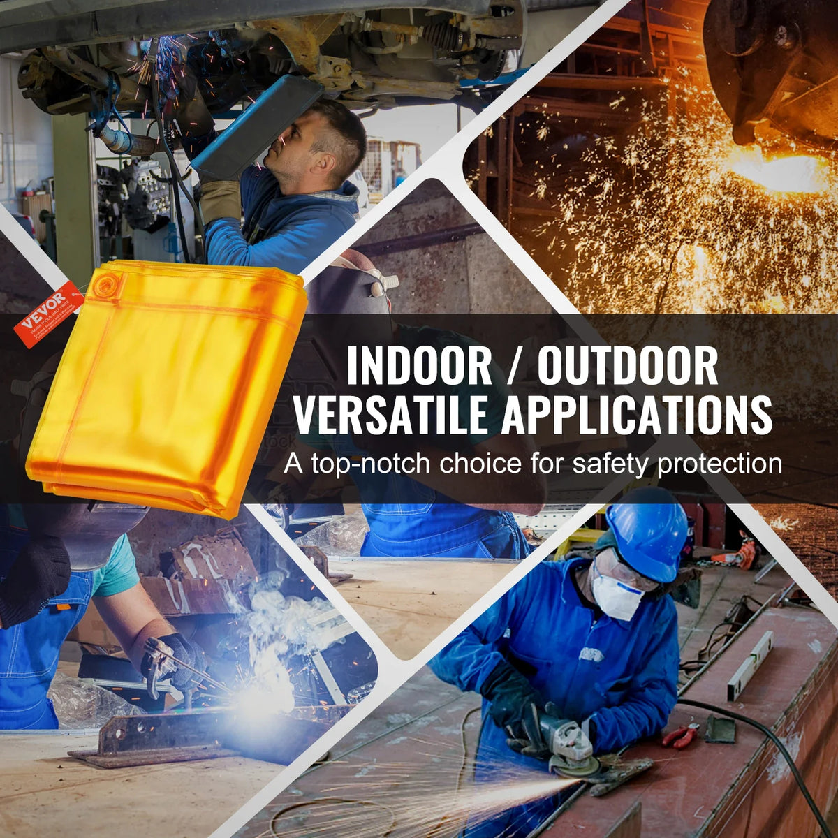 Welding Screen with Frame 6' x 6' Welding Curtain Screen Flame-Resistant Vinyl Welding Protection Screen on 4 Swivel Wheel