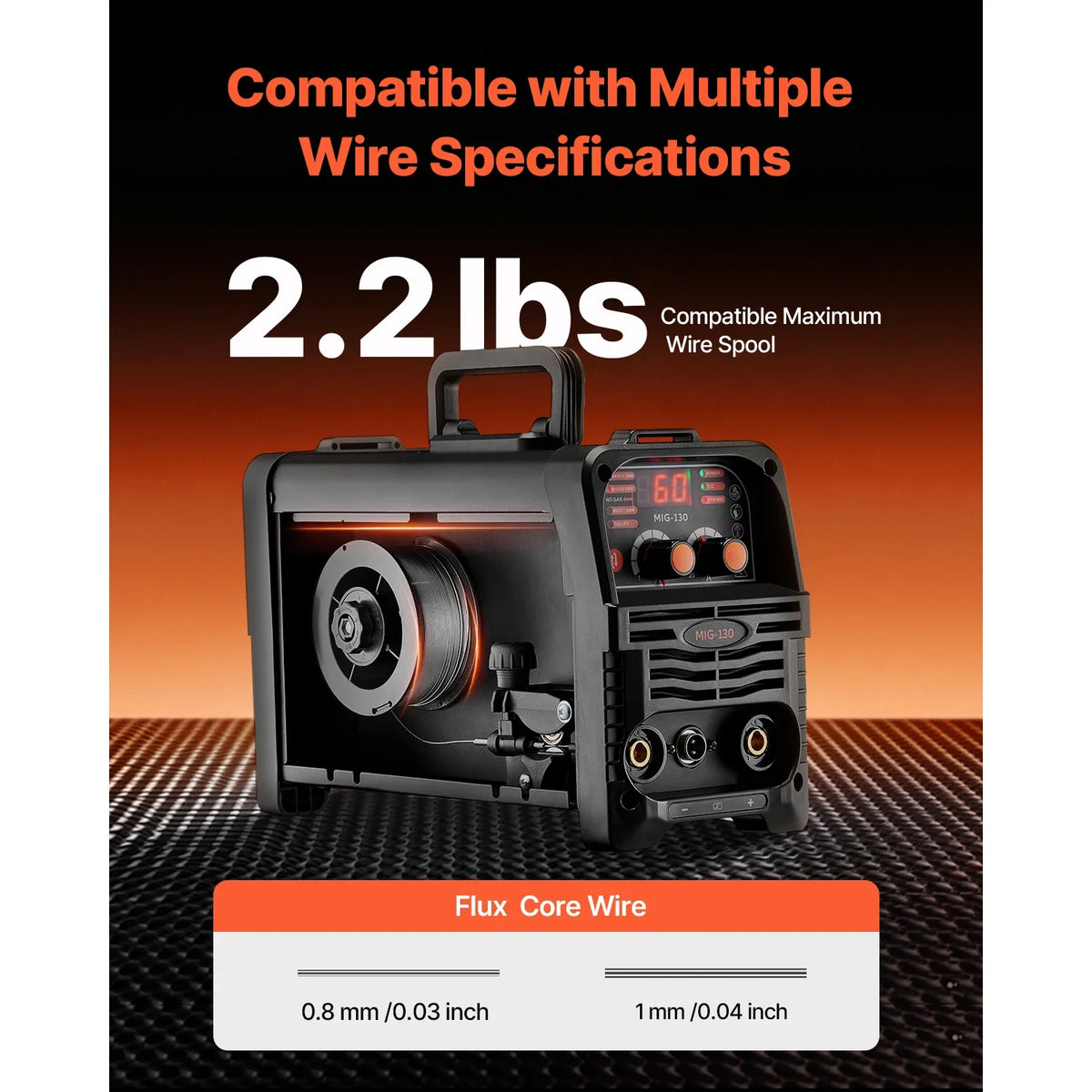 MIG Welder 130Amp Mig Welding Machine 3-in-1 Portable Mig Welder with IGBT Inverter Technology Digital Display Screen