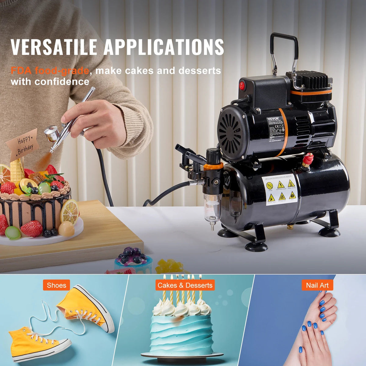 Airbrush Gun Dual Action Gravity Feed with 0.3 mm and 0.5 mm Nozzles Airbrush Kit with 2/7/12ml Copper Cups and Cleaning