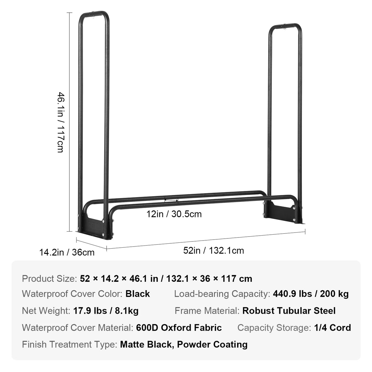 Outdoor Firewood Rack with Cover Heavy Duty Firewood Holder With Waterproof Cover for Fireplace Patio Log Storage Rack