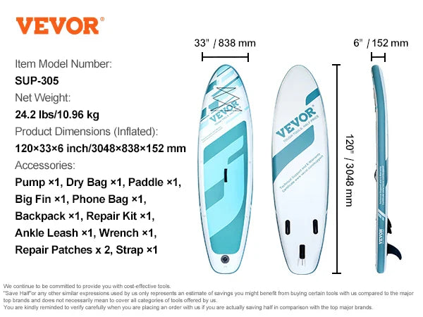 Inflatable Stand Up Paddle Board with SUP Board Pump Paddle Fin Phone Bag Backpack Ankle Leash Repair Kit Non-slip Deck