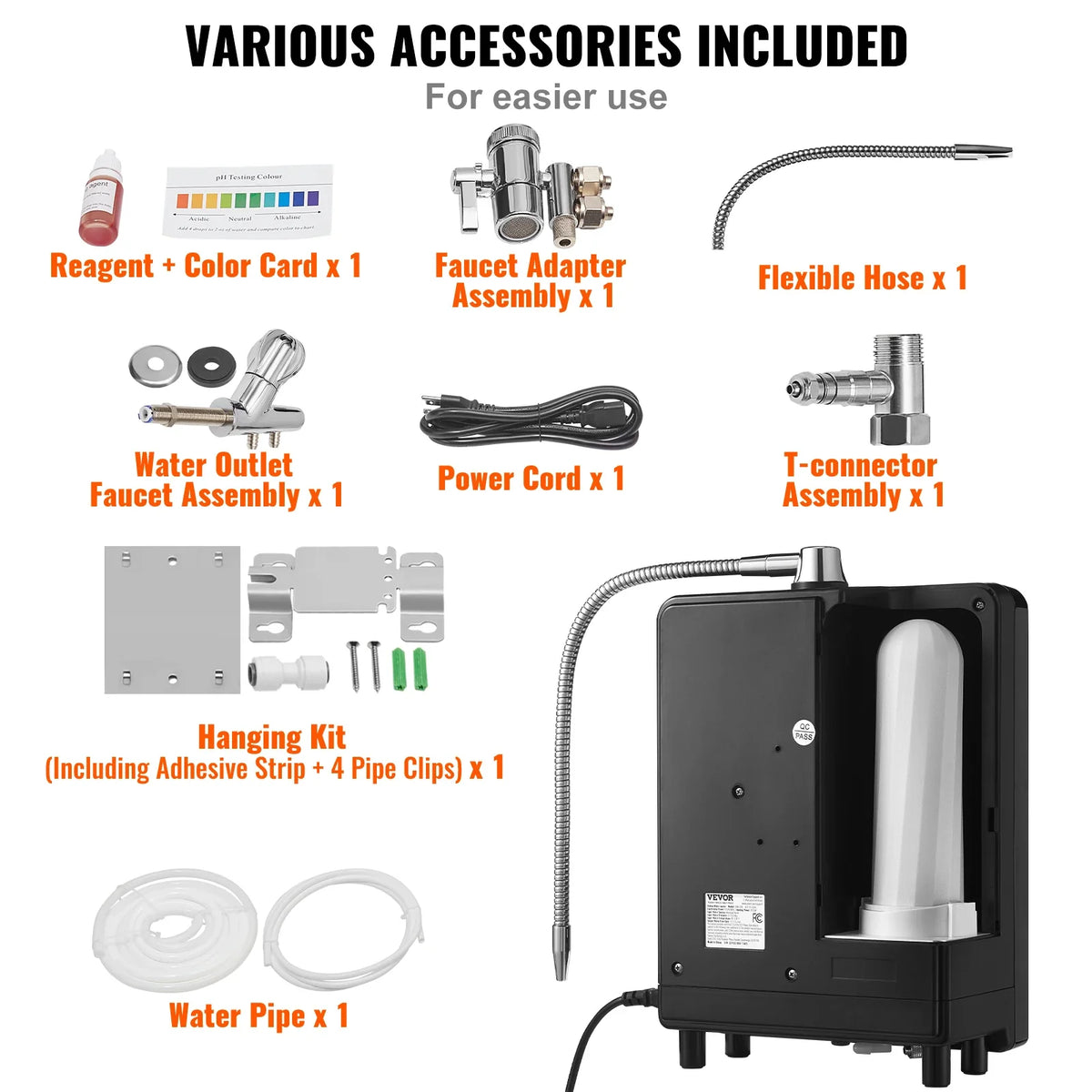 Alkaline Water Ionizer Machine, pH 3-11.2 Alkaline Acidic Hydrogen Water Purifier, 6 Water Settings Home Filtration System