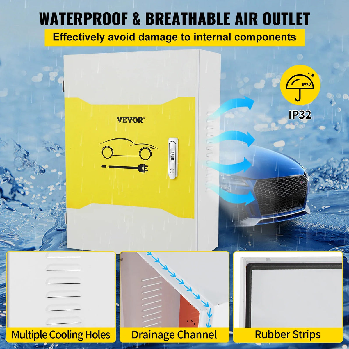Tesla Charger Station Box IP32 Waterproof Dustproof Cool Roll Steel Electrical Enclosure Box for Tesla Wall Connector