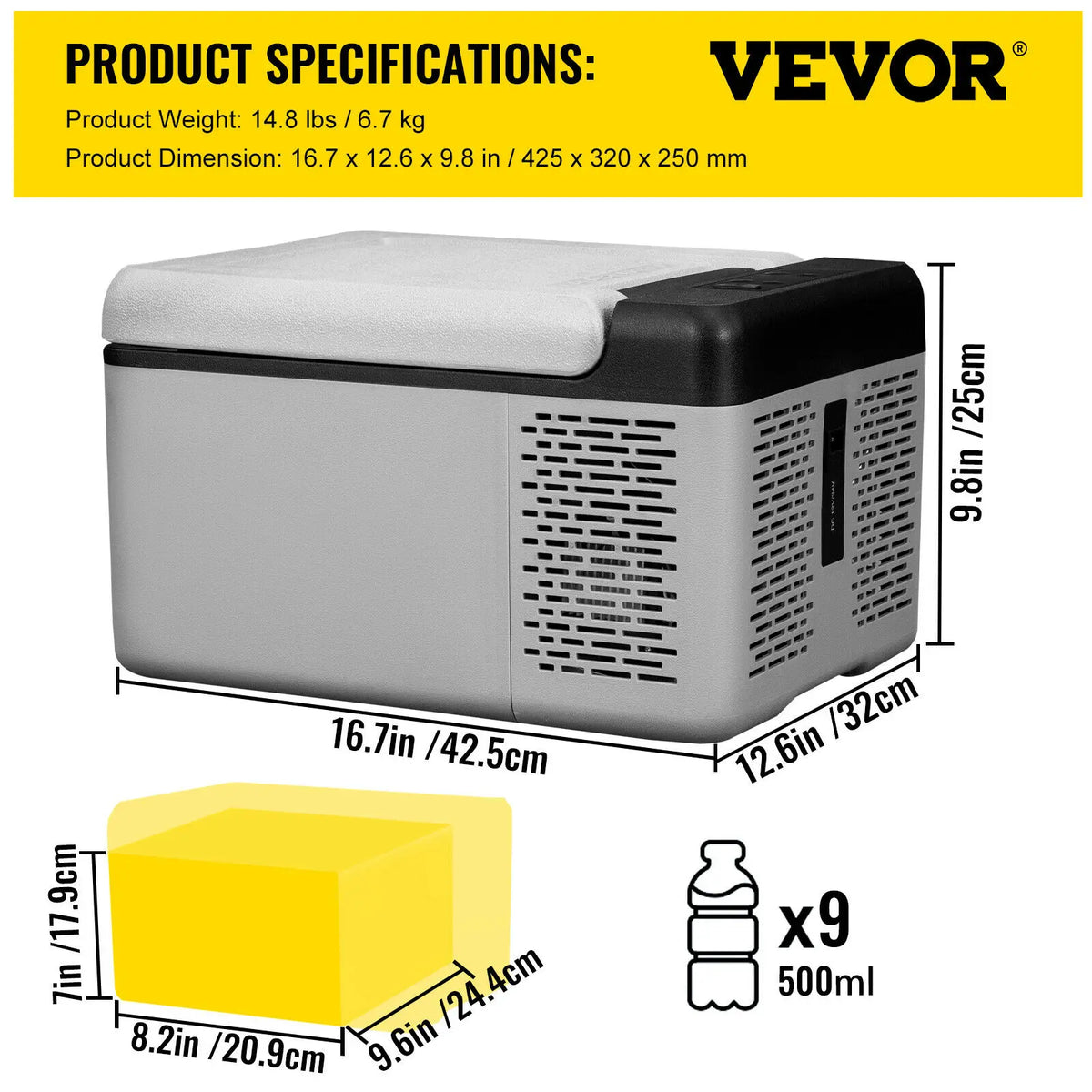 9L 15L Car Refrigerator Portable Compressor Fridge Freezer Cooler 12V/24V DC 110-240V AC for RV Travelling Camping Fishing