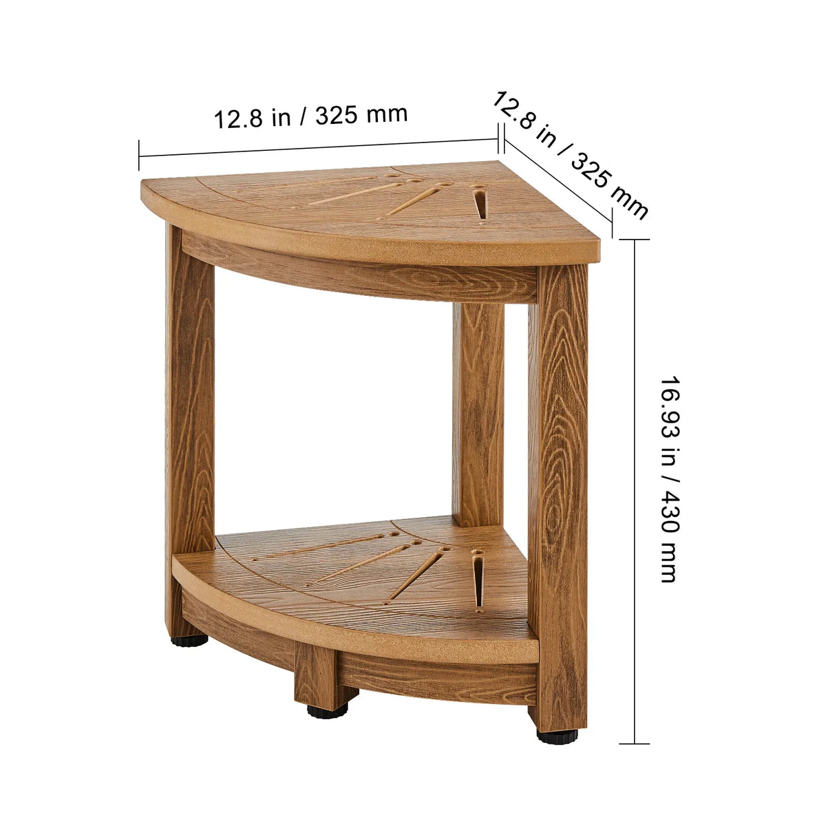 Corner Teak Shower Bench 100% Teak Wood Corner Shower Beach Mold resistant Shower Stool for Inside Outside Shower Bathroom