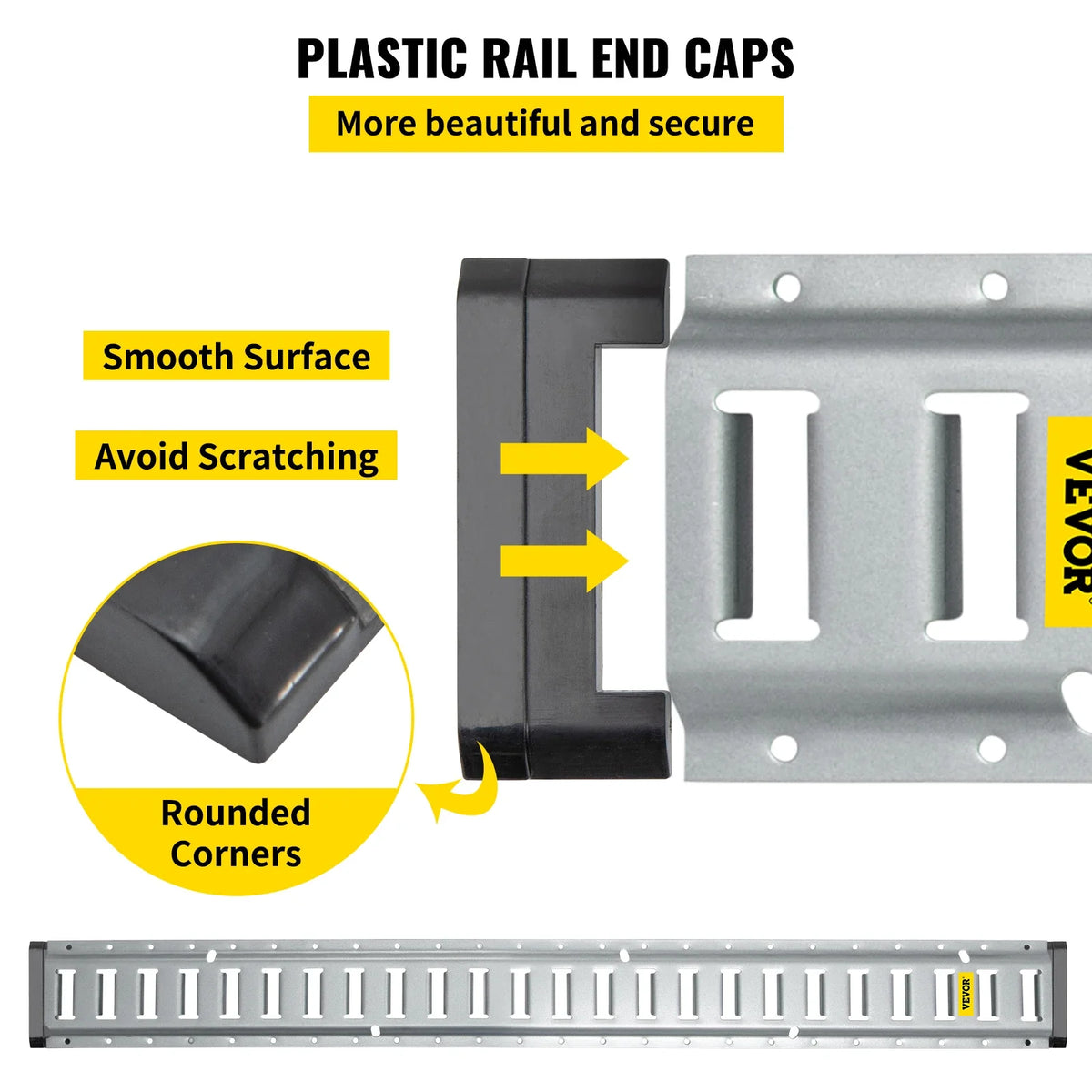 E Track Tie-Down Rail Kit, 34PCS 5FT E-Tracks Set Includes 8 Steel Rails & 2 Single Slot & 8 O Rings & 8 Tie-Offs & 8 Caps