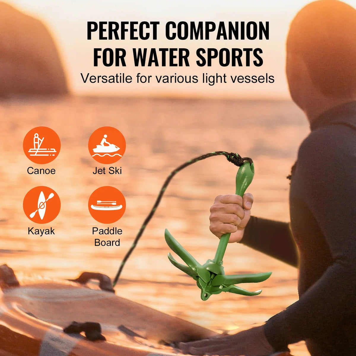 Kayak Anchor Kit 3.5 lb Paddle Board Anchor Kit with 26.2 ft/8 m Rope and Buoy Folding Small Boat Anchor with Storage Bag