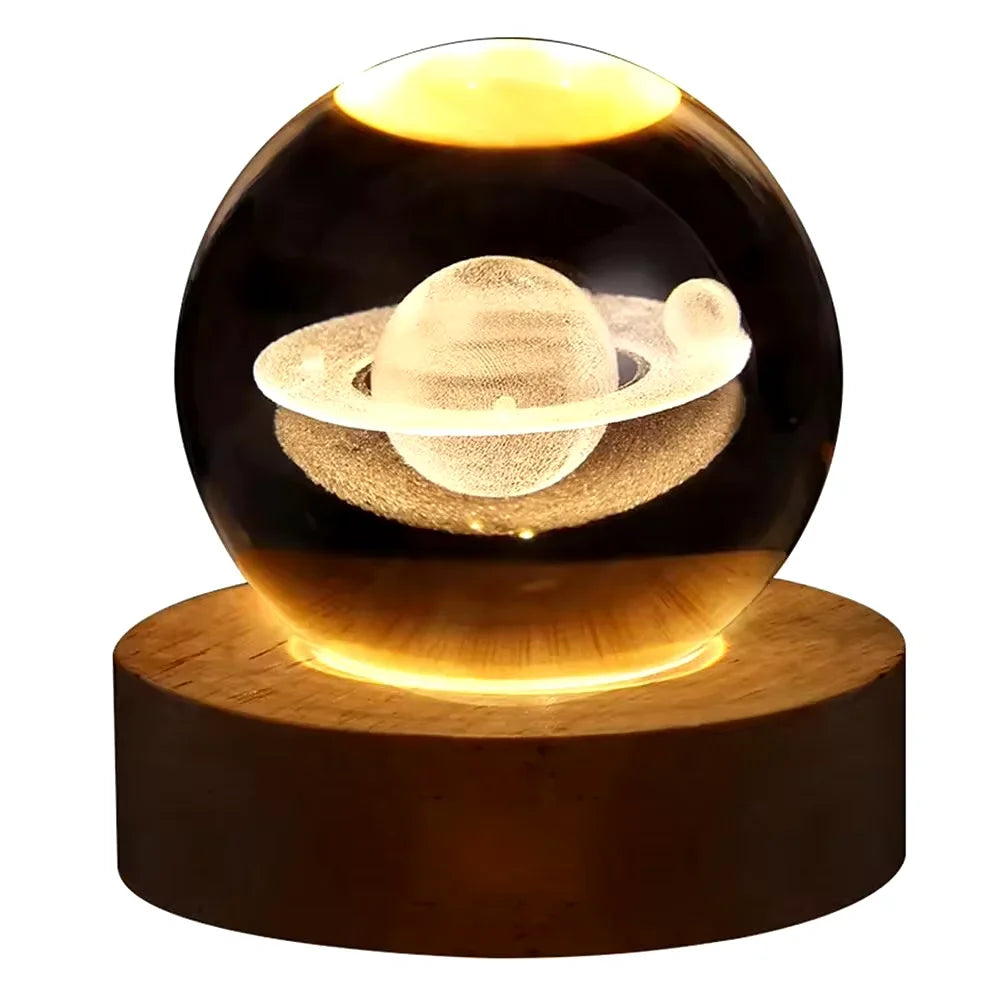6cm Night Light Milky Way Galaxy Solar System Crystal Ball Children Night Lamp Bedroom Ambient LED Light Creative Gift Decor