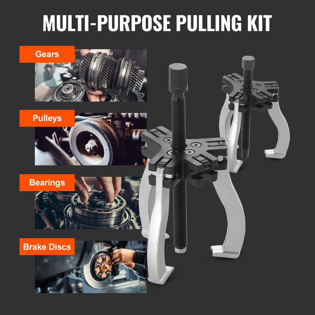 Gear Puller Set 3" and 7" Puller Kit 3 Jaw Gear 2 or 3 Reversible Jaws Wheel Puller 2-Piece