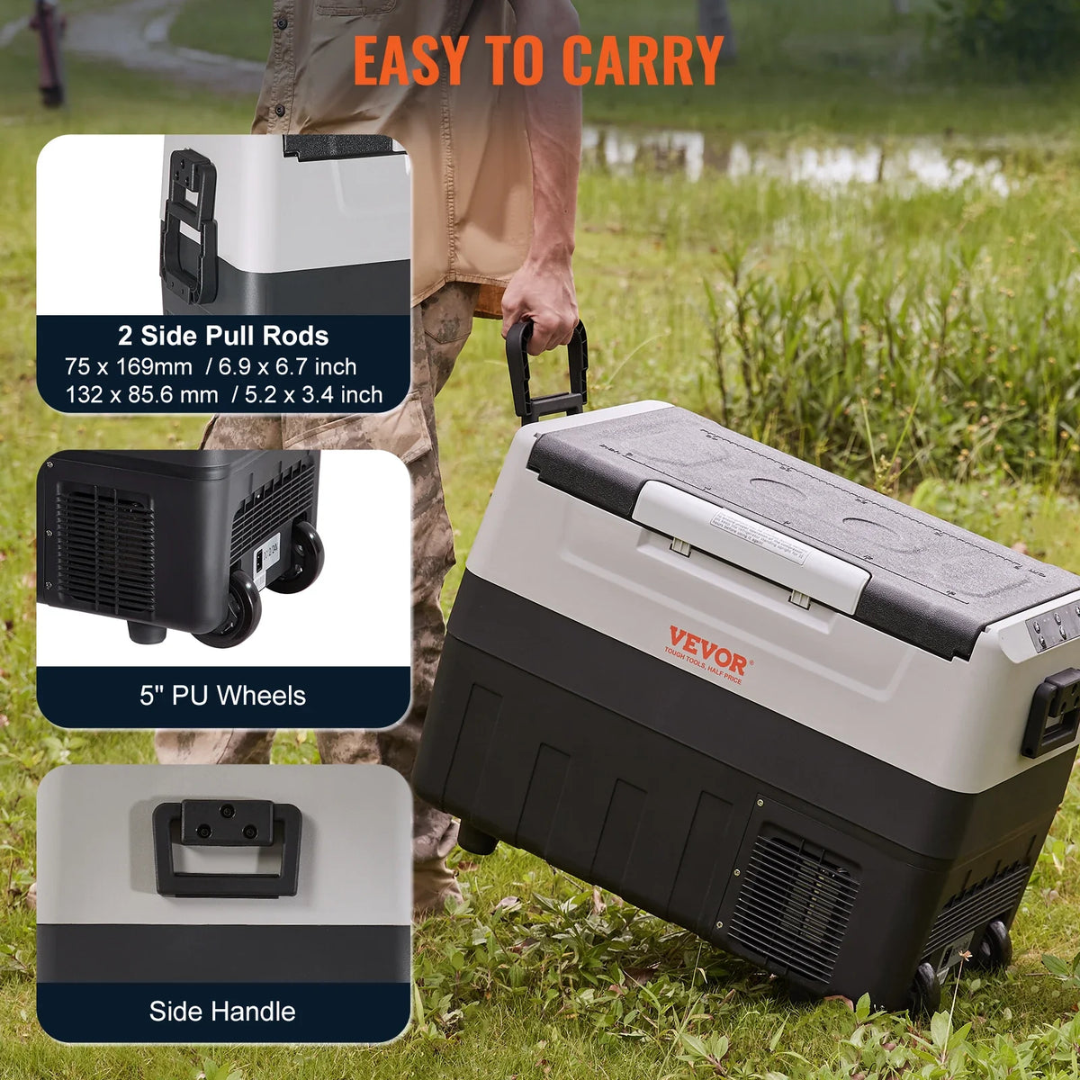 Car Refrigerator, 35 L Dual Zone Portable Freezer, -4℉-50℉ Adjustable Range, 12/24V DC and 100-240V AC Compressor Cooler