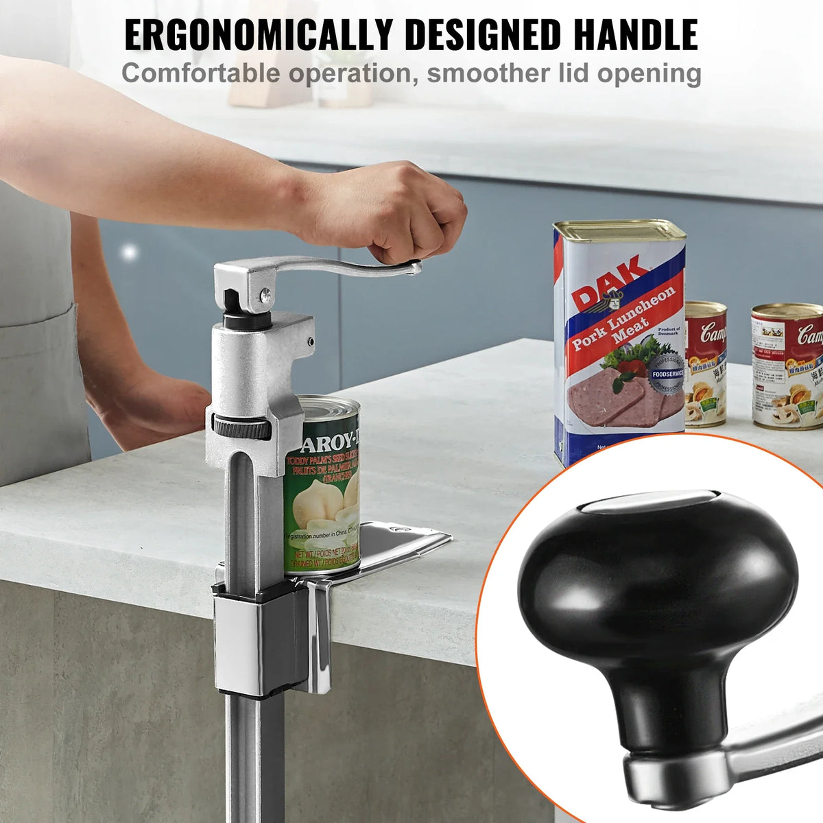 Manual Can Opener Commercial Table Opener for Large Cans Heavy Duty Can Opener with Base Adjustable Height Opener For Cans