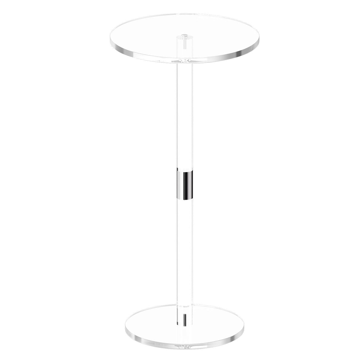 Acrylic Drink Table, Clear End Table Round Top with Solid Post, Modern Acrylic Cake Table Stand, Transparent Side Desk for Coffee, Drink, Food, Snack, Easy Assembly, 10 x 10 x 21.3 in (Clear)