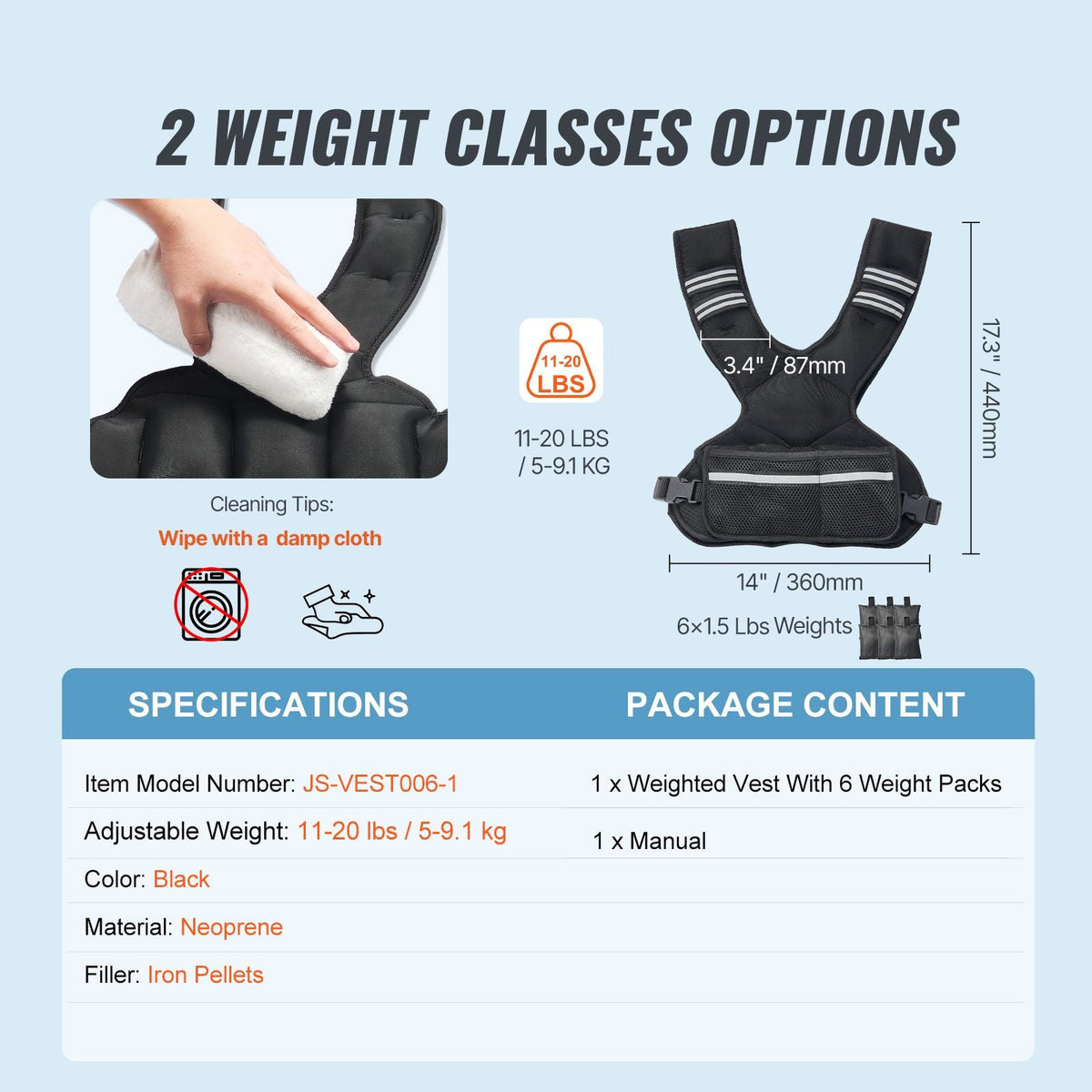 Adjustable Weighted Vest, 11-20lb Weight Vest with 6 Ironsand Weights and Reflective Stripe, Body Weight Vest Exercise Set for Men Women, Workout Equipment for Strength Training Running Jogging